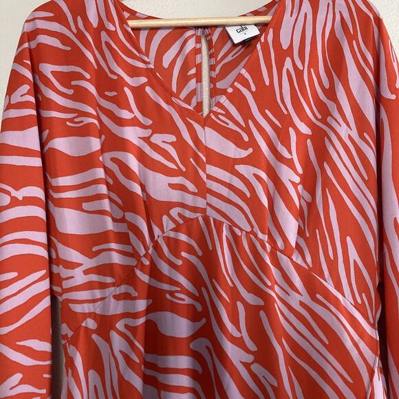 Cabi Saunter Kimono Maxi Dress‎ Sz S High Low Zebra Orange Purple 5795 Faux Wrap - Picture 5 of 16